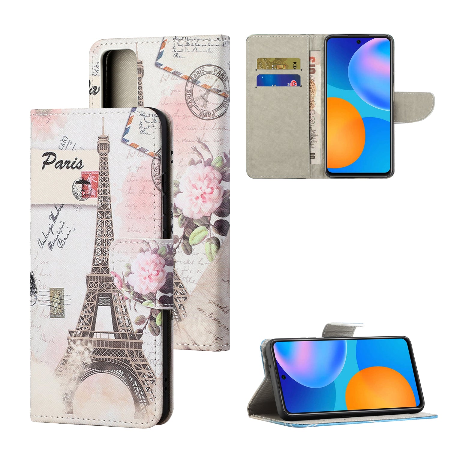 Pattern Printing Cross Texture Leather Wallet Phone Stand Protective Case for Honor 10X Lite