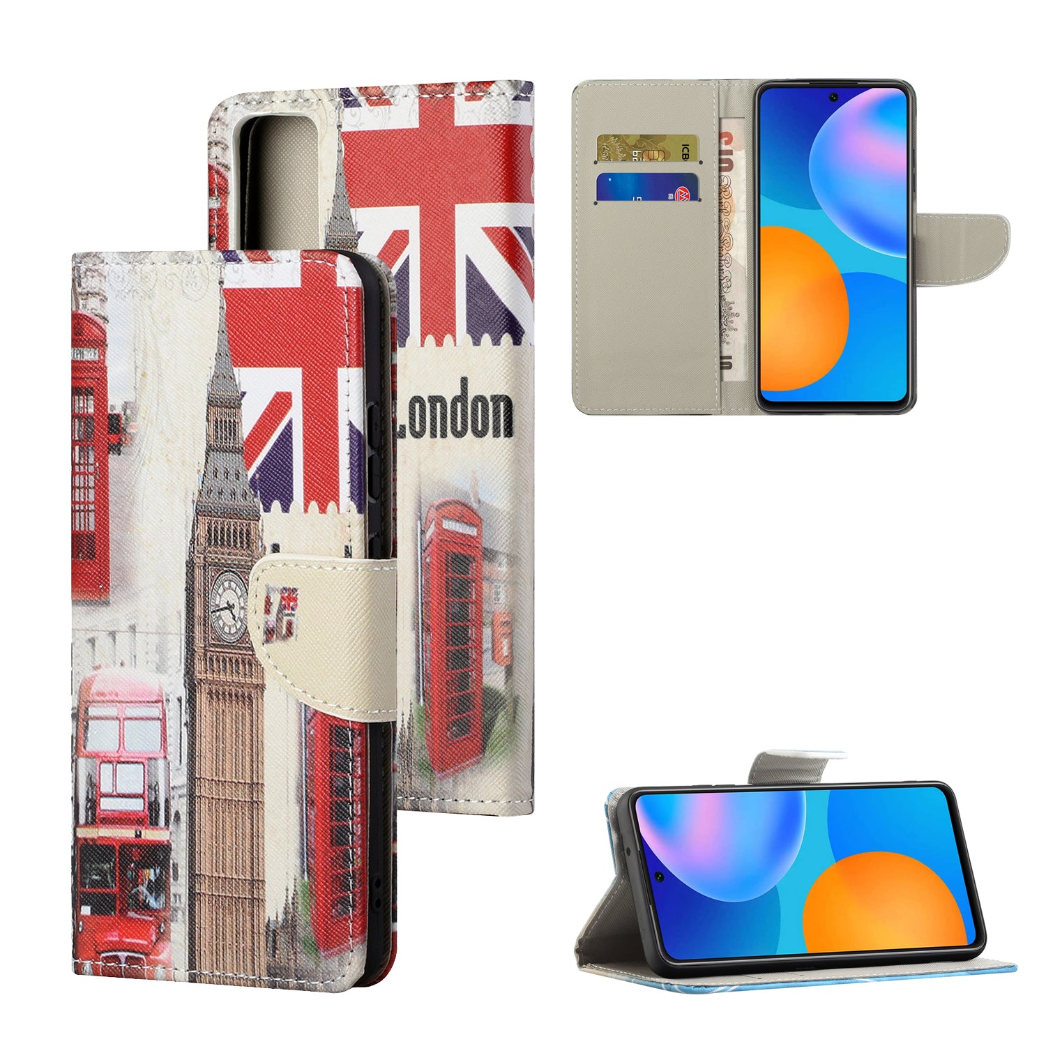 Pattern Printing Cross Texture Leather Wallet Phone Stand Protective Case for Honor 10X Lite