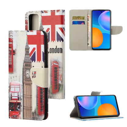 Pattern Printing Cross Texture Leather Wallet Phone Stand Protective Case for Honor 10X Lite