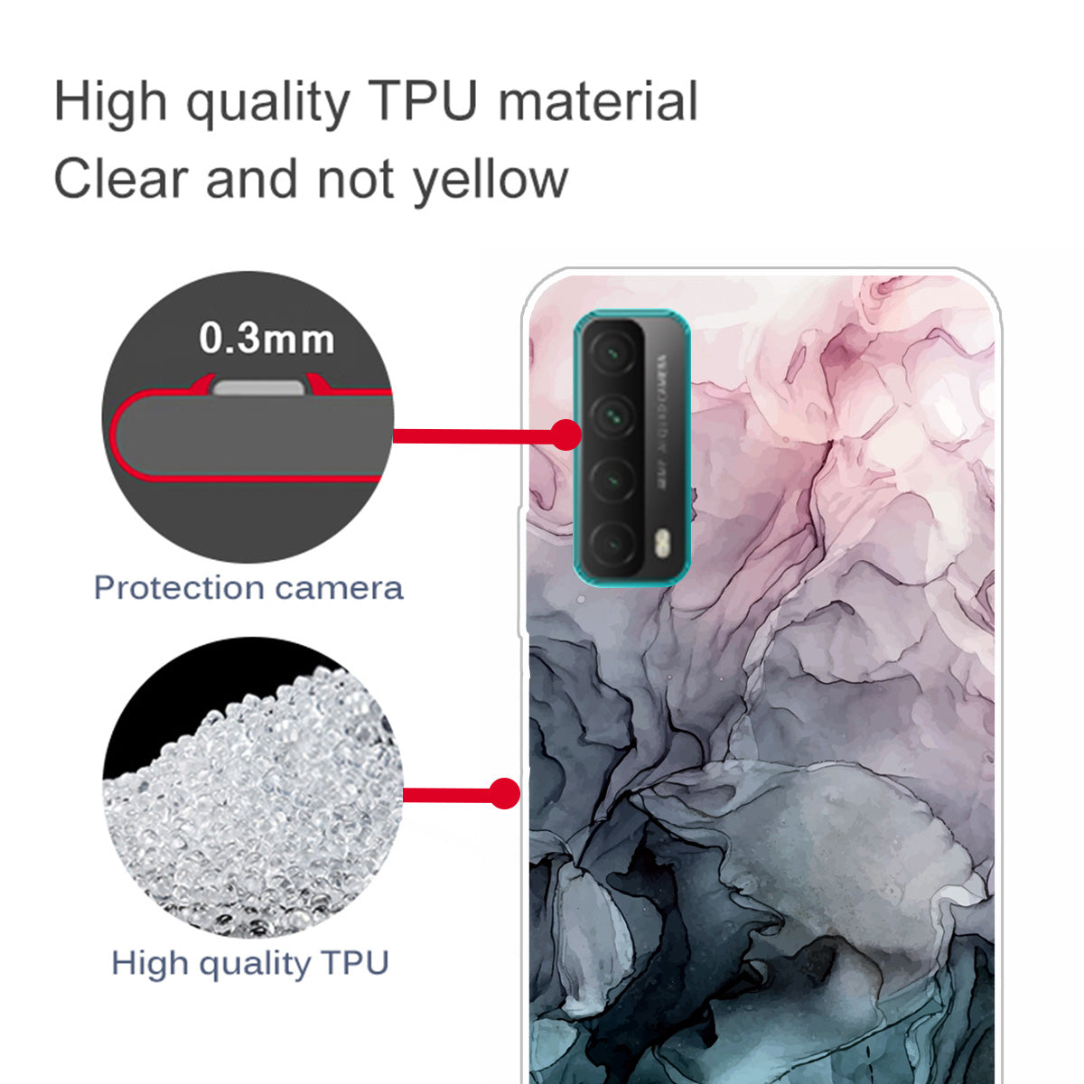 Marble Pattern Printing Design TPU Case for Huawei P Smart 2021 / Y7a