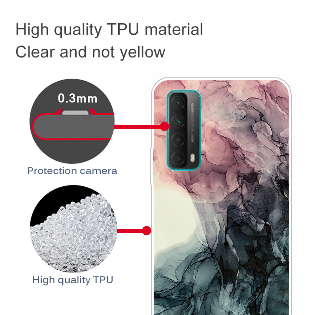 Marble Pattern Printing Design TPU Case for Huawei P Smart 2021 / Y7a