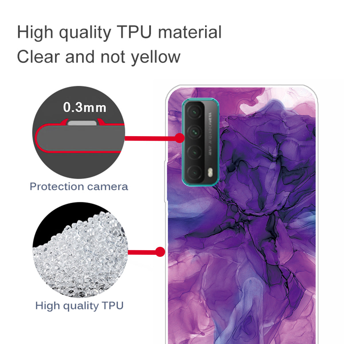 Marble Pattern Printing Design TPU Case for Huawei P Smart 2021 / Y7a