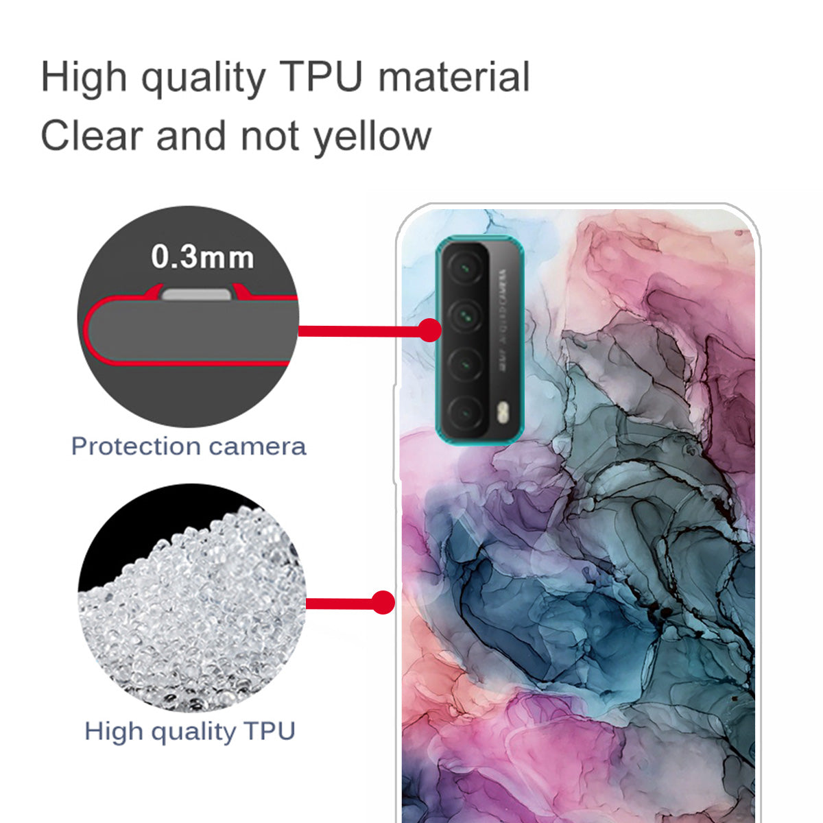 Marble Pattern Printing Design TPU Case for Huawei P Smart 2021 / Y7a