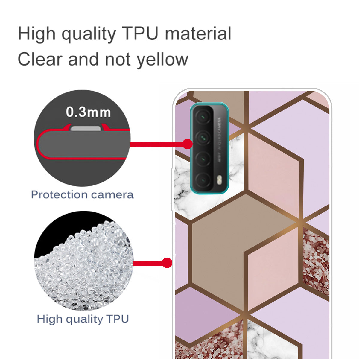 Marble Pattern Printing Design TPU Case for Huawei P Smart 2021 / Y7a