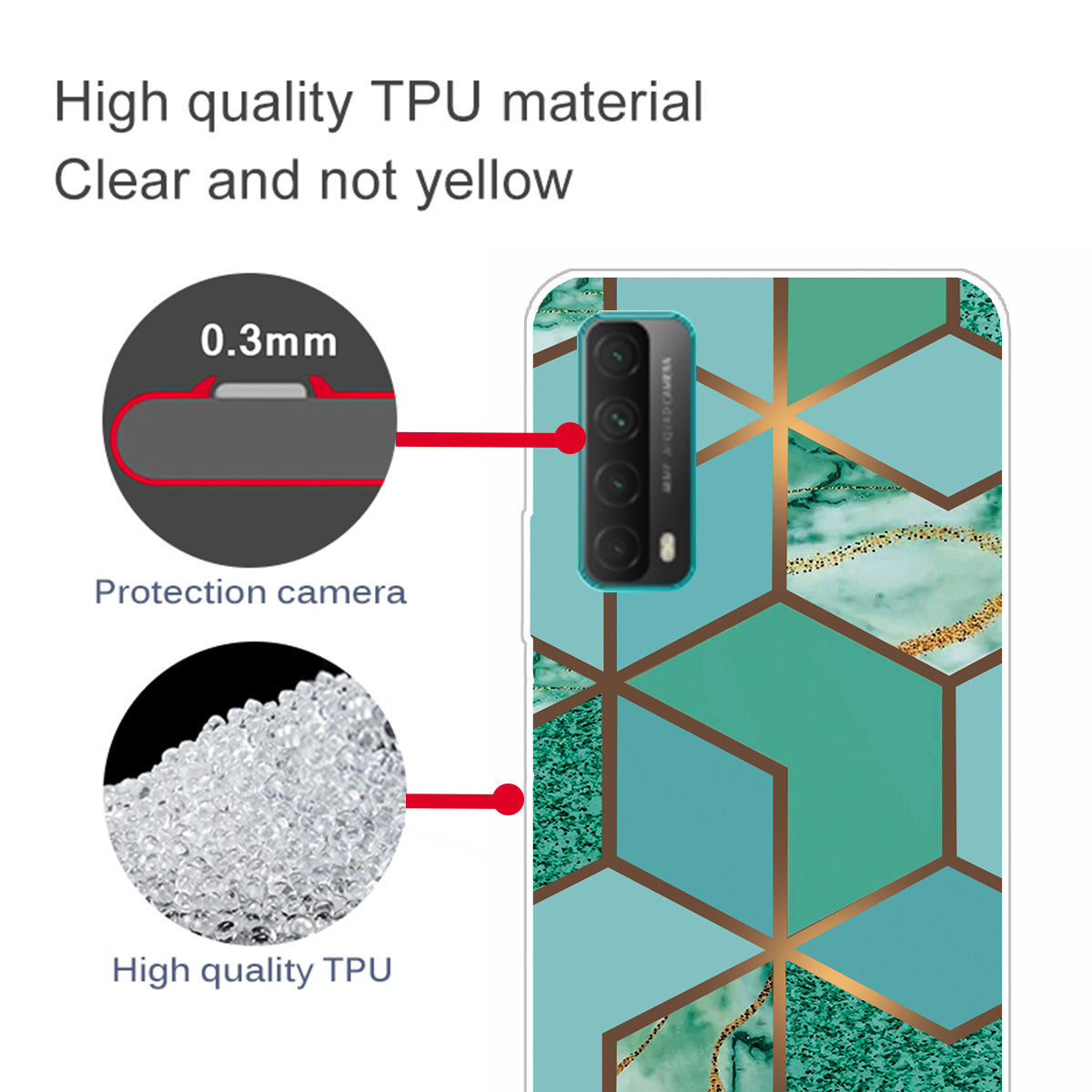 Marble Pattern Printing Design TPU Case for Huawei P Smart 2021 / Y7a