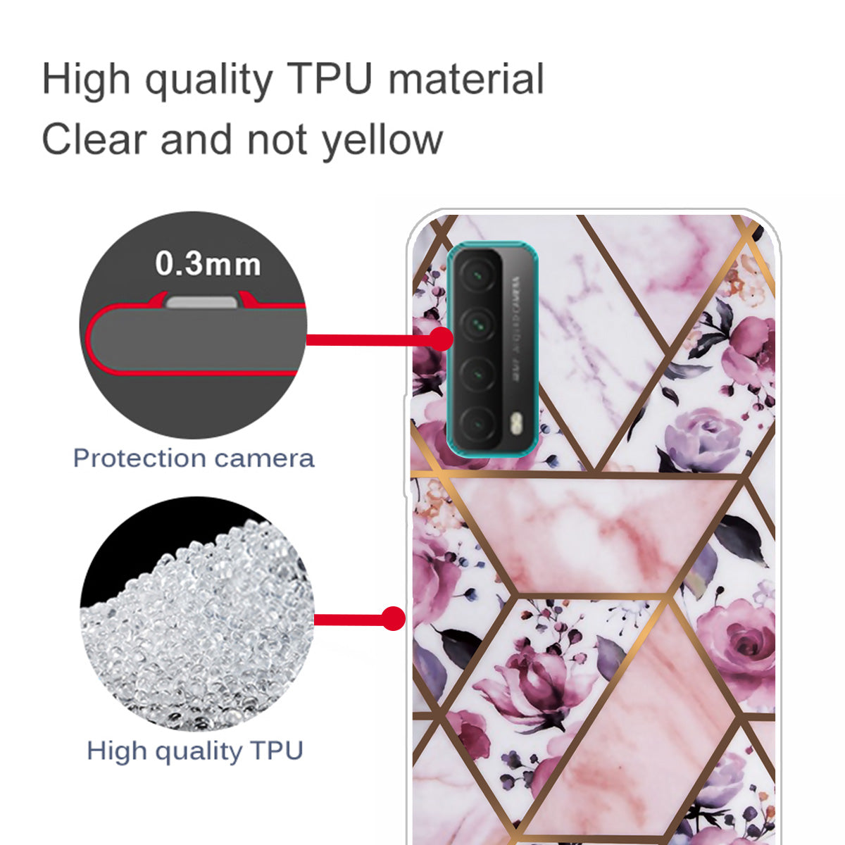 Marble Pattern Printing Design TPU Case for Huawei P Smart 2021 / Y7a
