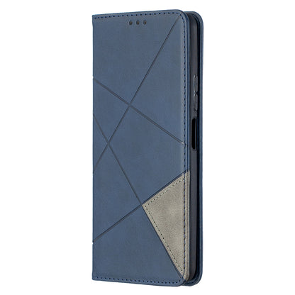 For Huawei P Smart 2021 / Y7a Geometric Pattern Leather Stand Case Card Holder Shell