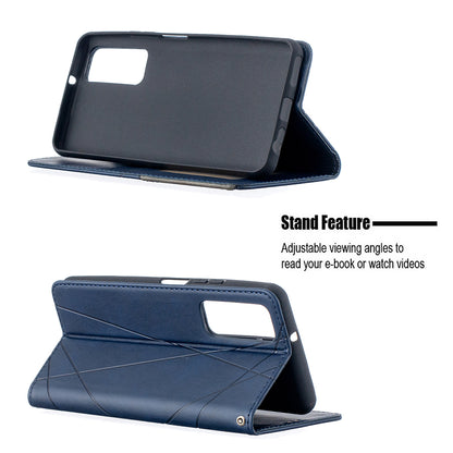 For Huawei P Smart 2021 / Y7a Geometric Pattern Leather Stand Case Card Holder Shell