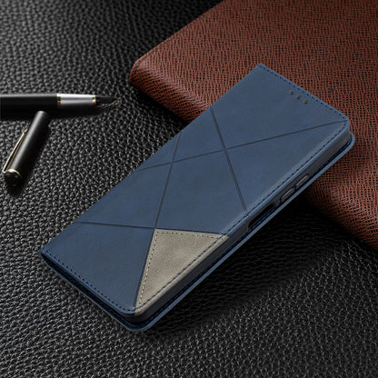 For Huawei P Smart 2021 / Y7a Geometric Pattern Leather Stand Case Card Holder Shell
