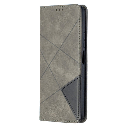 For Huawei P Smart 2021 / Y7a Geometric Pattern Leather Stand Case Card Holder Shell