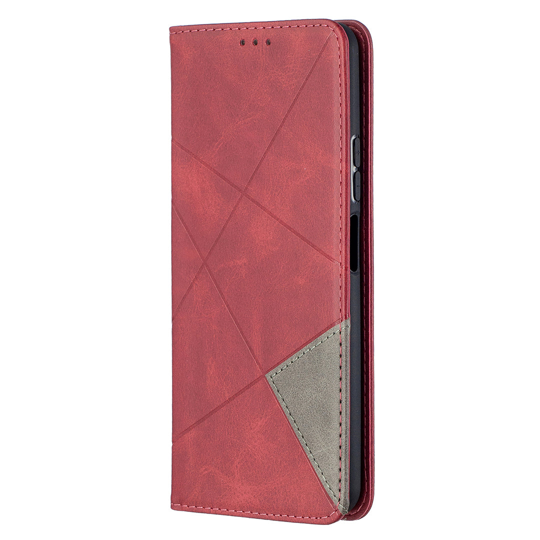 For Huawei P Smart 2021 / Y7a Geometric Pattern Leather Stand Case Card Holder Shell