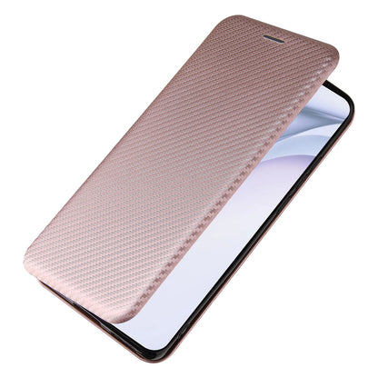 For Huawei P50 Pro Auto-absorbed Leather Cover Carbon Fiber Texture, with Detachable Ring Kickstand Strap