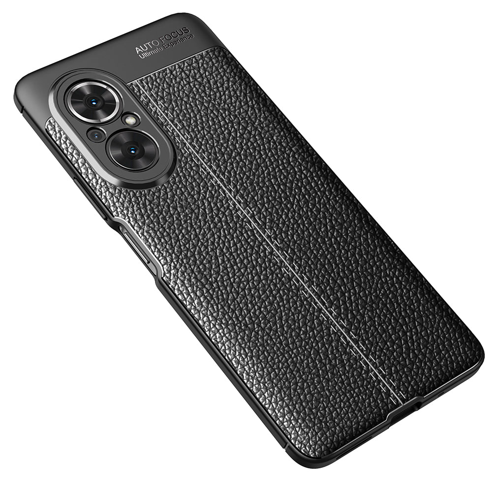 Litchi Texture Cell Phone Back Cover Flexible TPU Case for Honor 50 SE