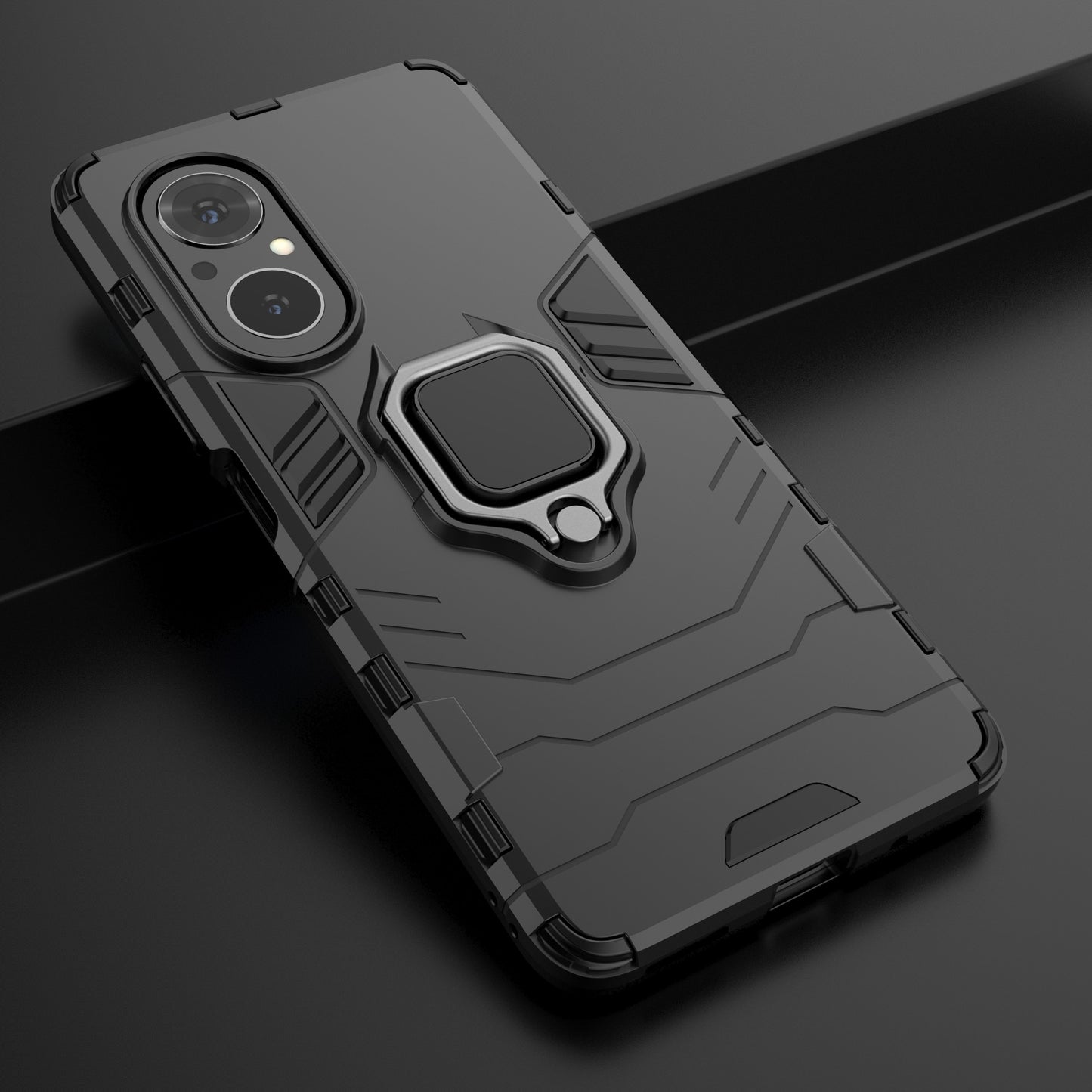 PC + TPU Ring Holder Kickstand Design Shell Cell Phone Hybrid Case Cover for Honor 50 SE