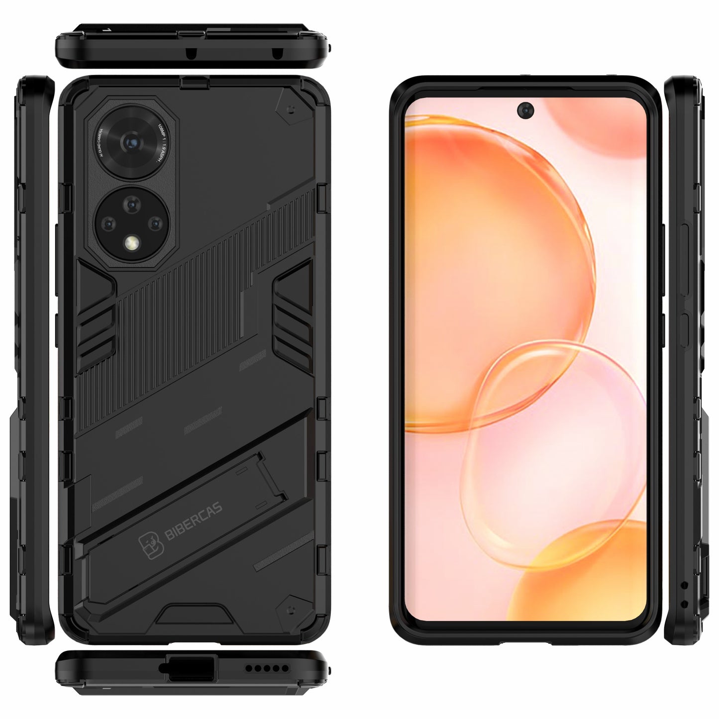 PC + TPU Hybrid Phone Case Shockproof Cover with Kickstand for Honor 50
