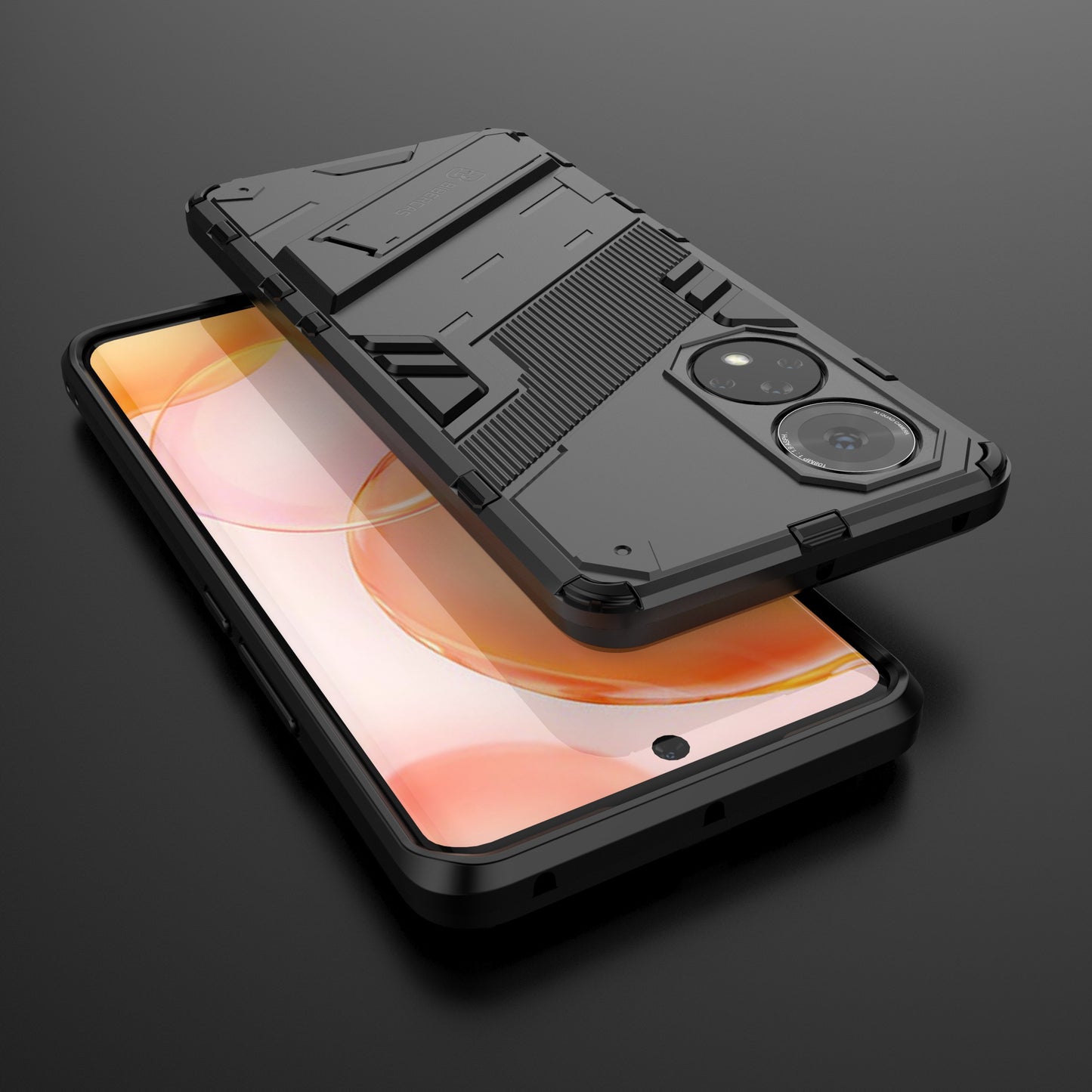 PC + TPU Hybrid Phone Case Shockproof Cover with Kickstand for Honor 50