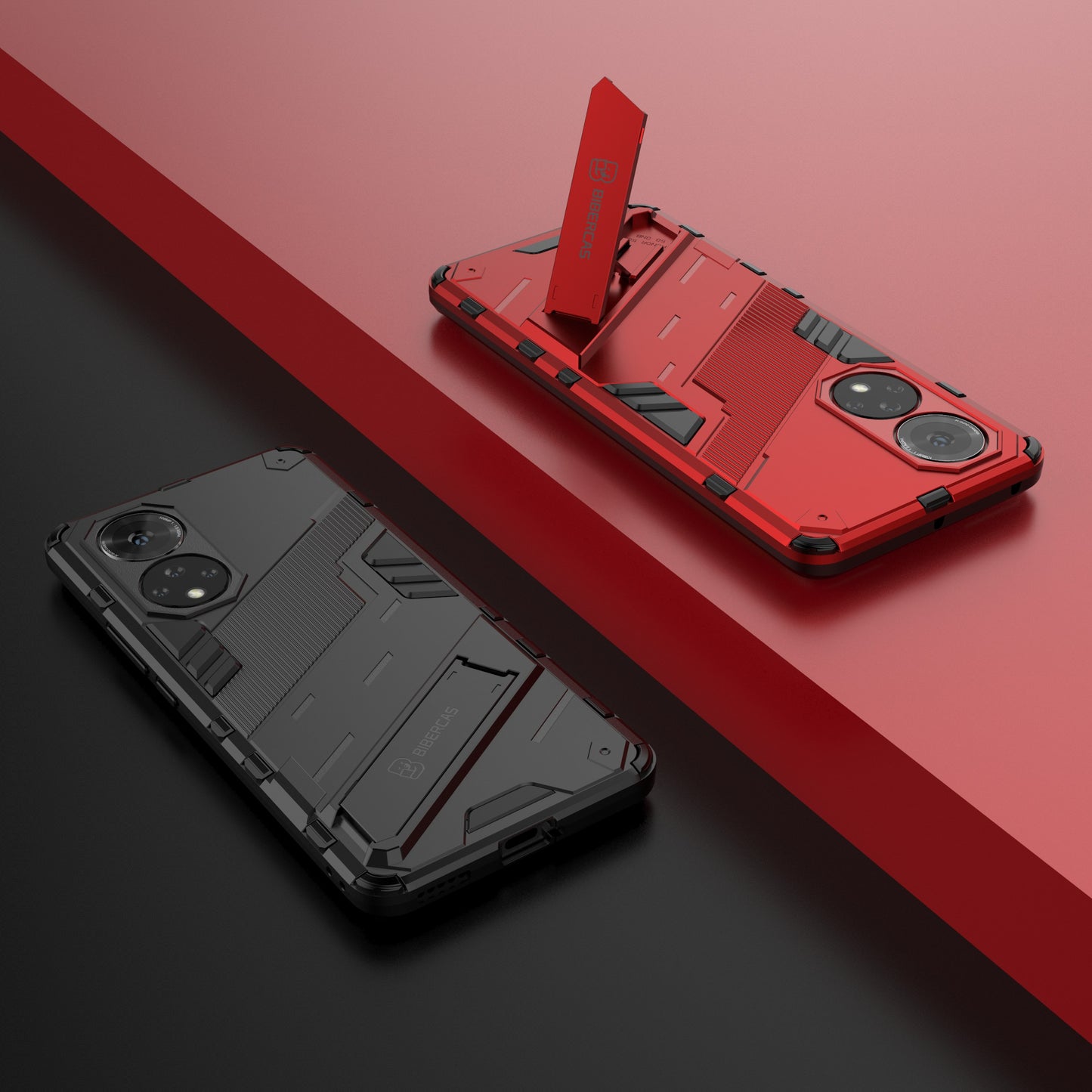 PC + TPU Hybrid Phone Case Shockproof Cover with Kickstand for Honor 50