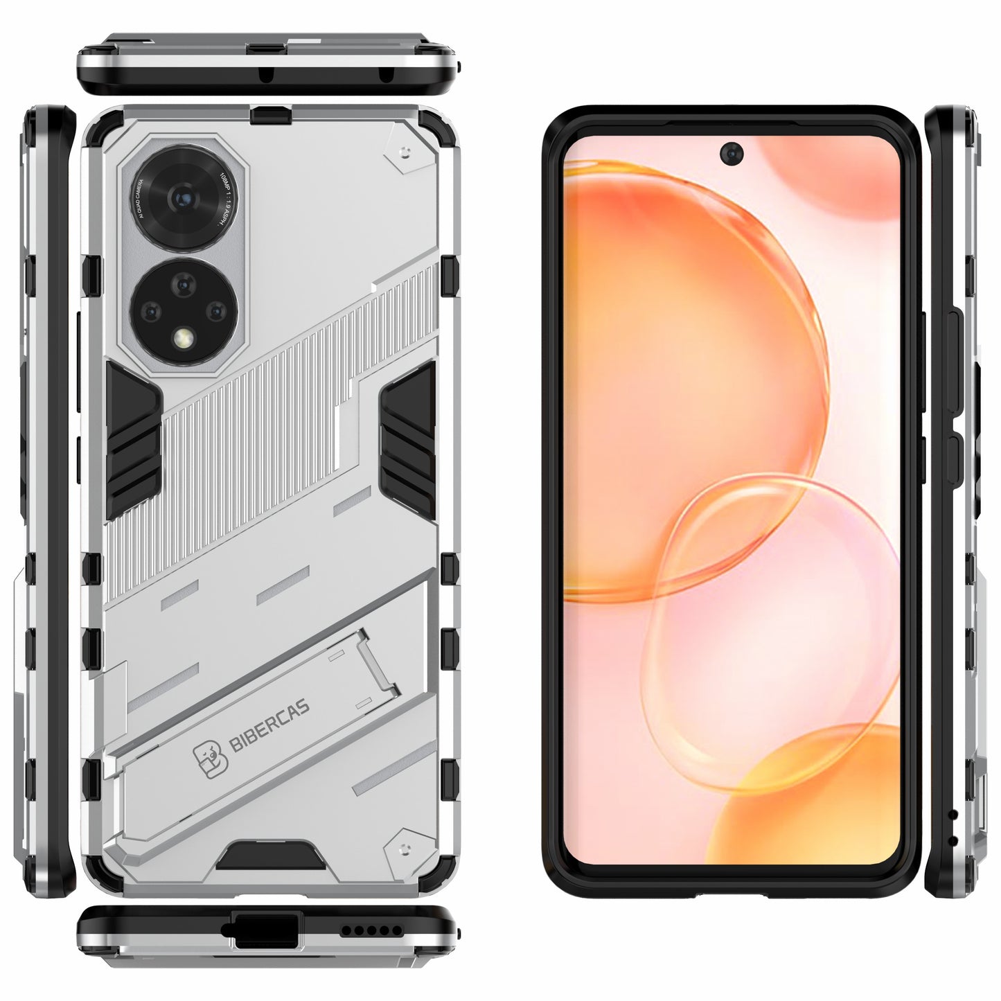 PC + TPU Hybrid Phone Case Shockproof Cover with Kickstand for Honor 50