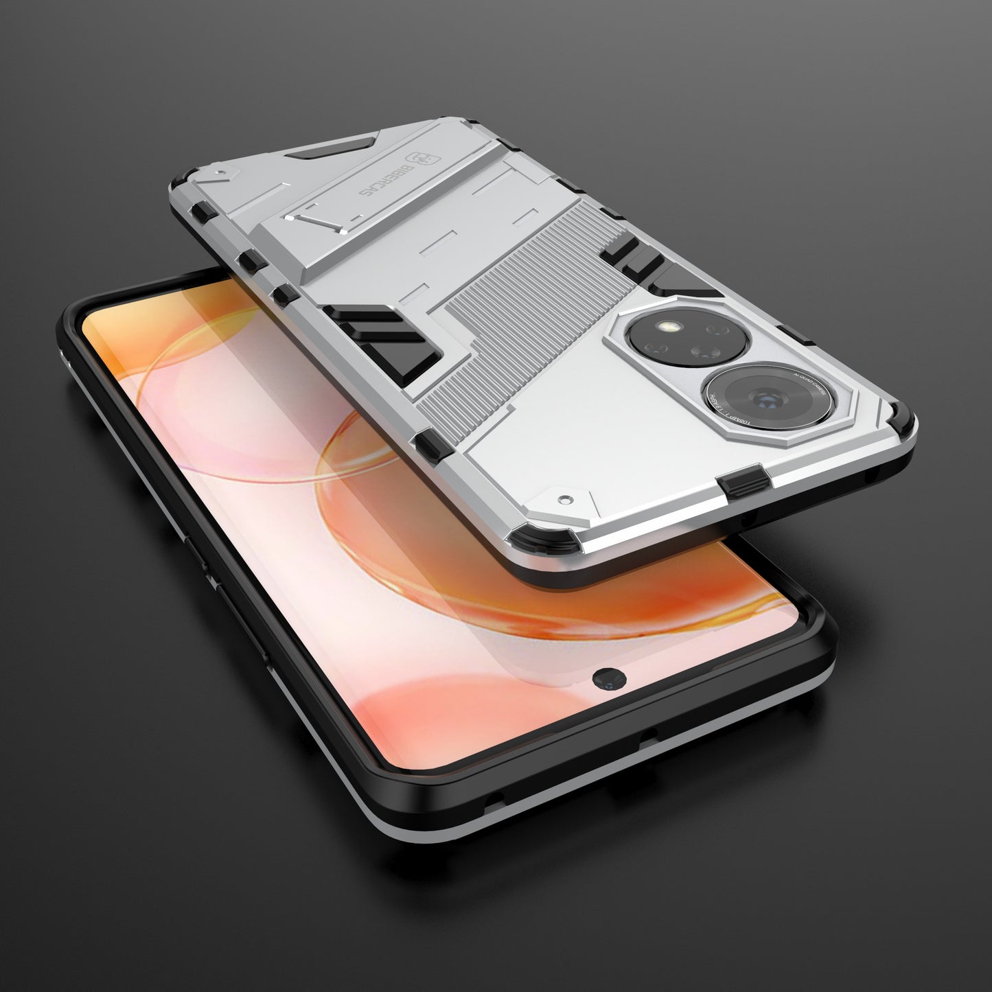 PC + TPU Hybrid Phone Case Shockproof Cover with Kickstand for Honor 50