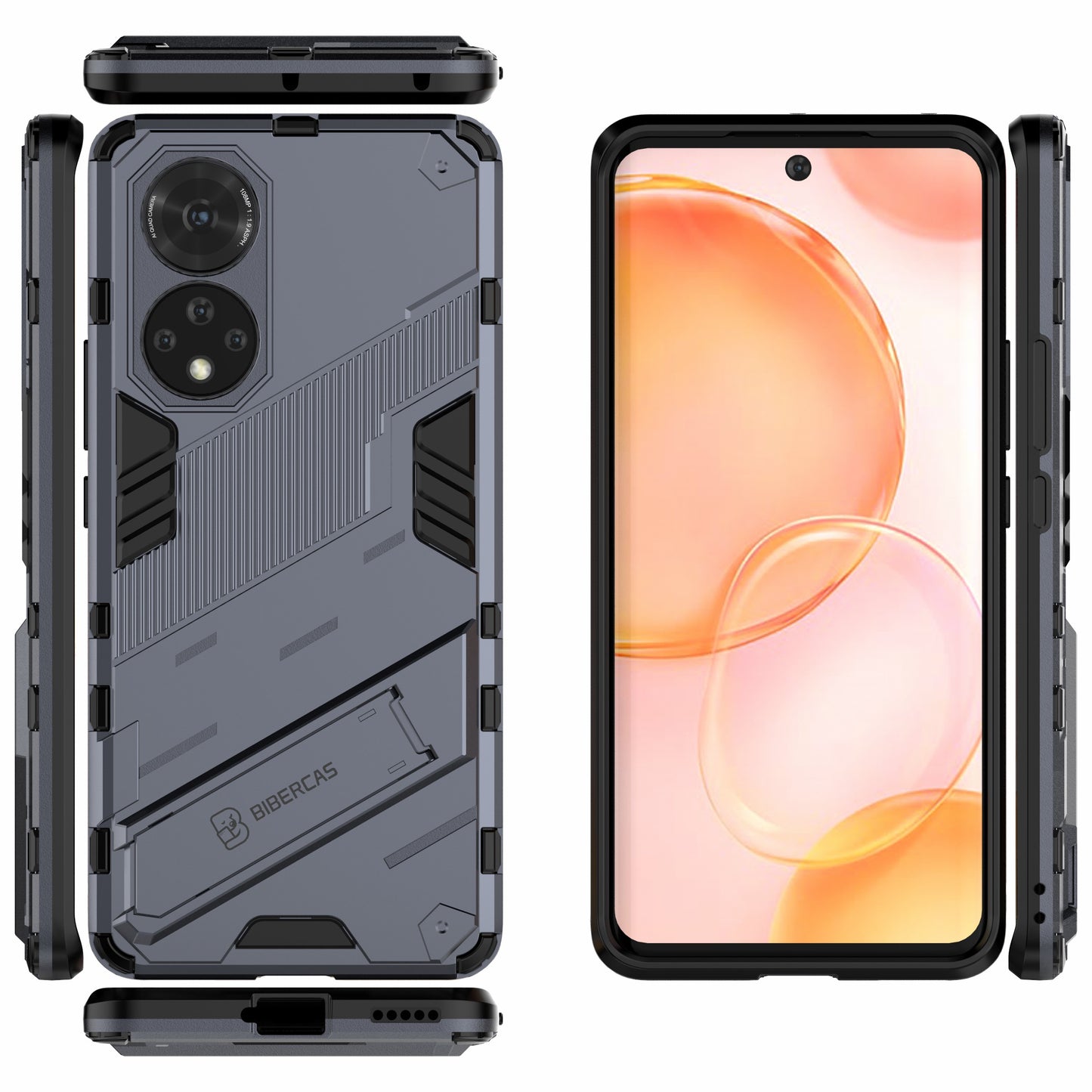 PC + TPU Hybrid Phone Case Shockproof Cover with Kickstand for Honor 50