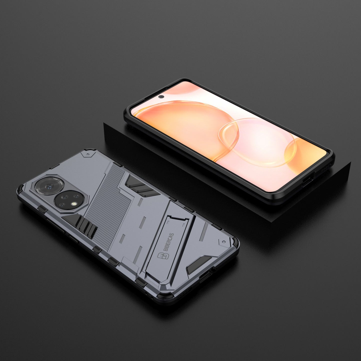 PC + TPU Hybrid Phone Case Shockproof Cover with Kickstand for Honor 50