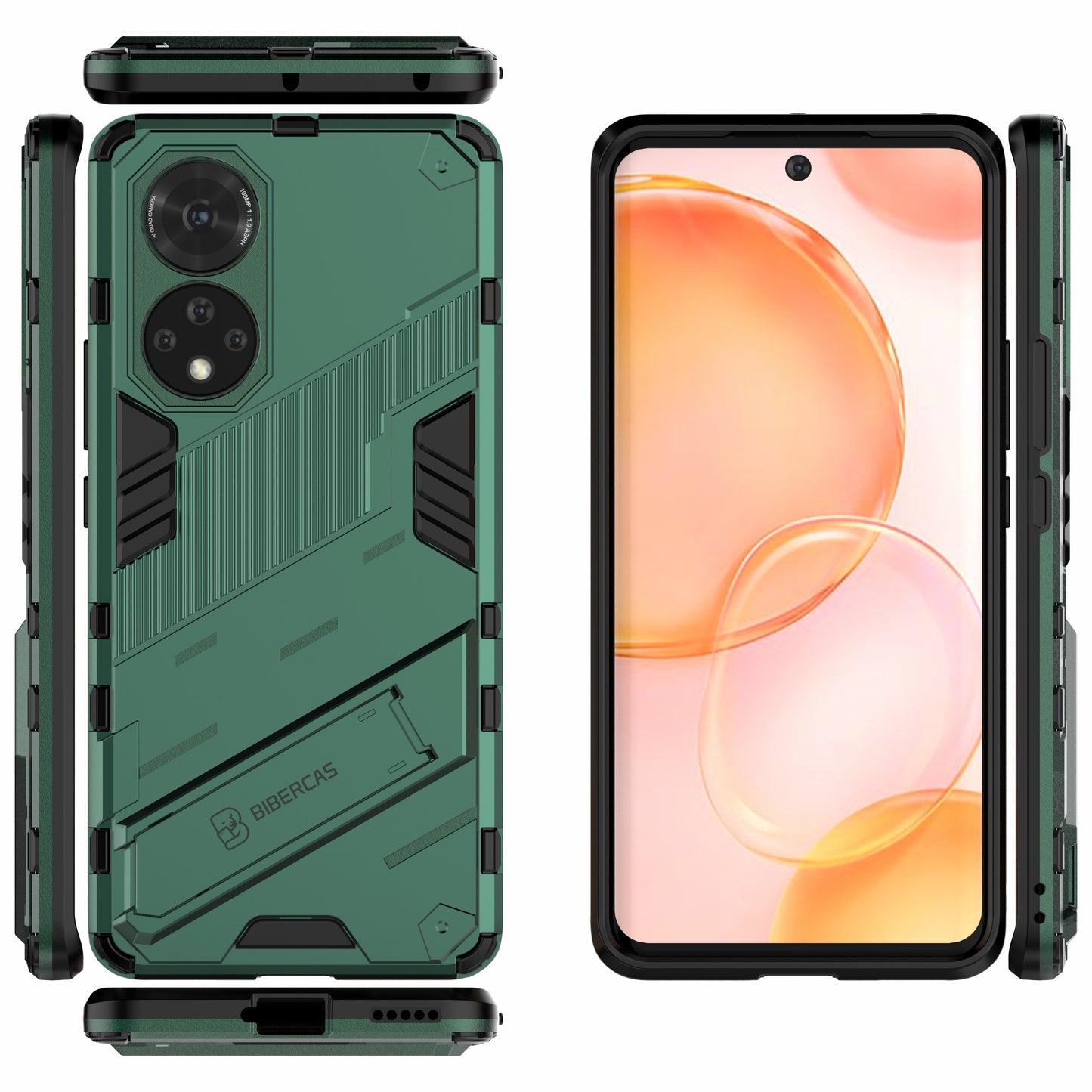 PC + TPU Hybrid Phone Case Shockproof Cover with Kickstand for Honor 50