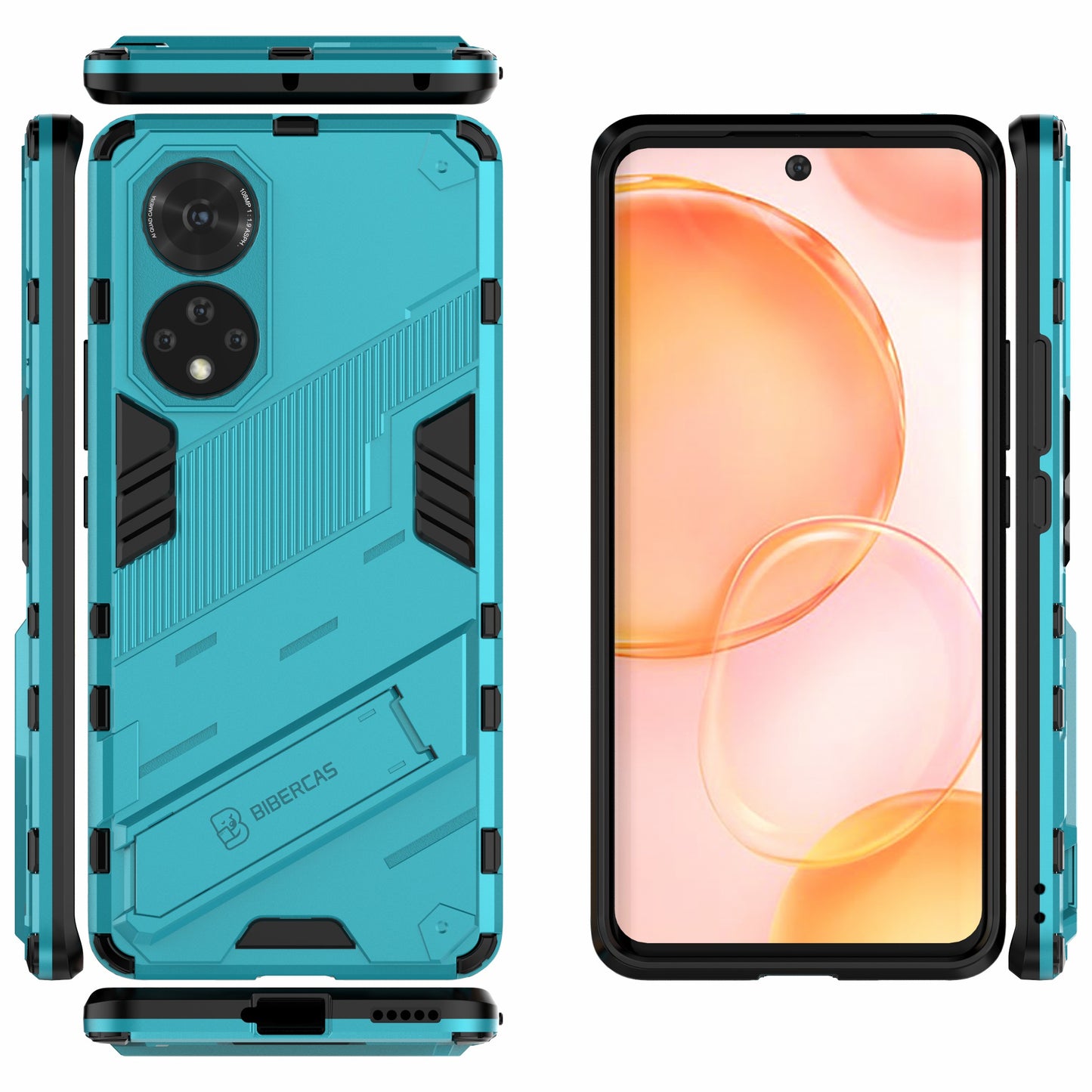PC + TPU Hybrid Phone Case Shockproof Cover with Kickstand for Honor 50