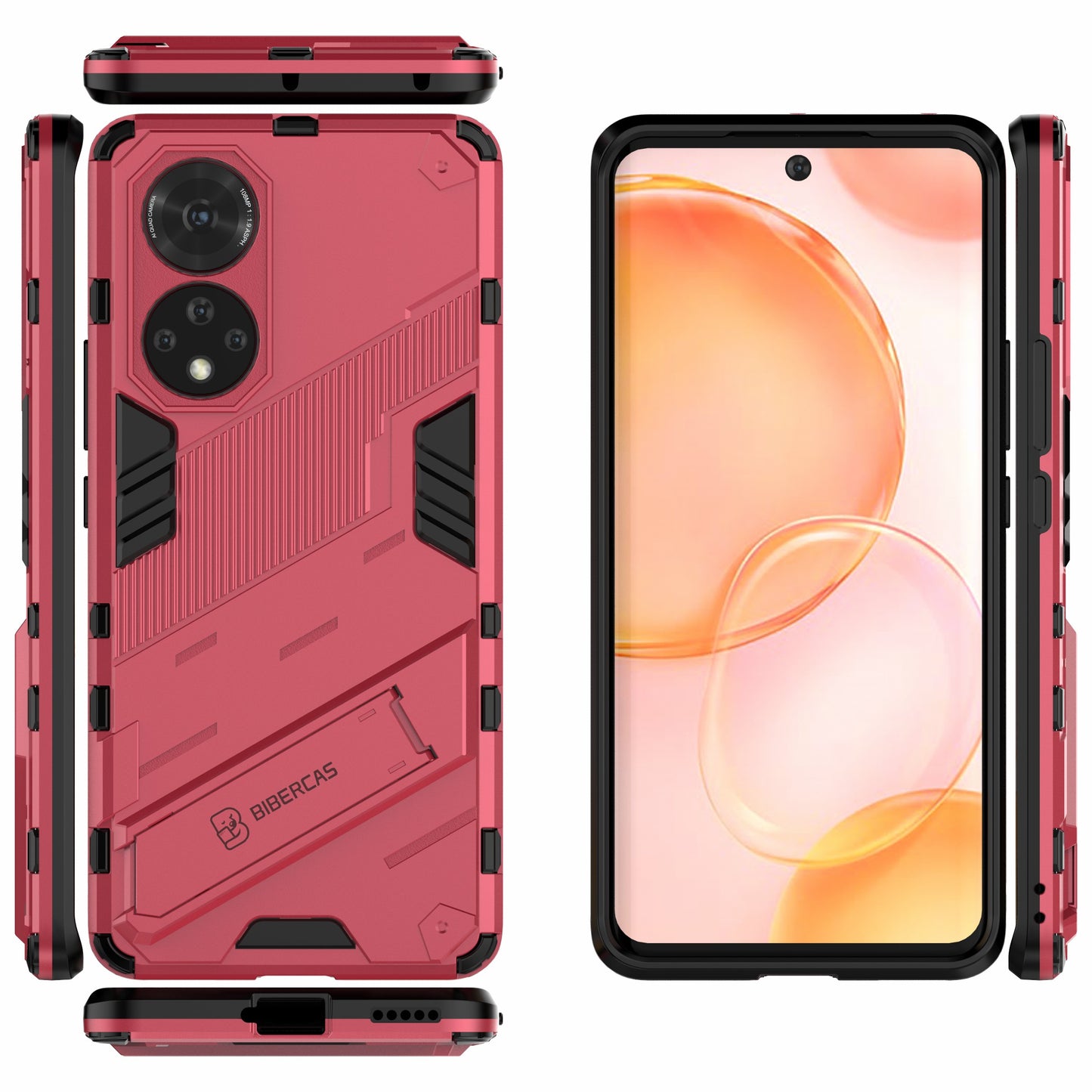 PC + TPU Hybrid Phone Case Shockproof Cover with Kickstand for Honor 50