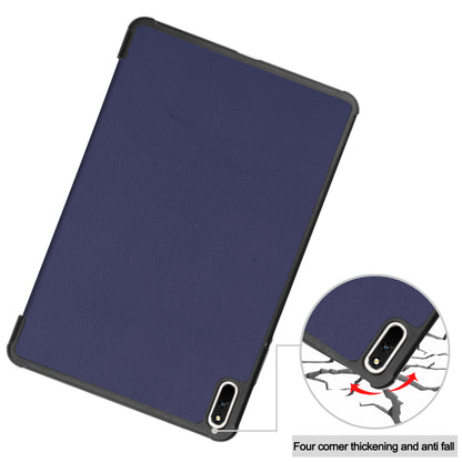 For Huawei MatePad 11 (2021) Protective Case Shockproof PU Leather Tablet Shell Three-fold Stand Cover Support Auto Wake/Sleep