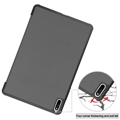 For Huawei MatePad 11 (2021) Protective Case Shockproof PU Leather Tablet Shell Three-fold Stand Cover Support Auto Wake/Sleep