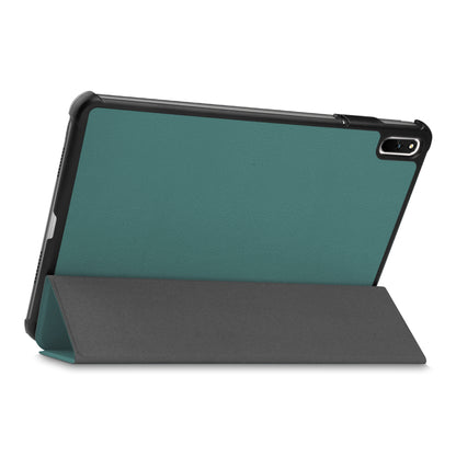 For Huawei MatePad 11 (2021) Protective Case Shockproof PU Leather Tablet Shell Three-fold Stand Cover Support Auto Wake/Sleep