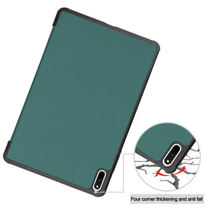 For Huawei MatePad 11 (2021) Protective Case Shockproof PU Leather Tablet Shell Three-fold Stand Cover Support Auto Wake/Sleep