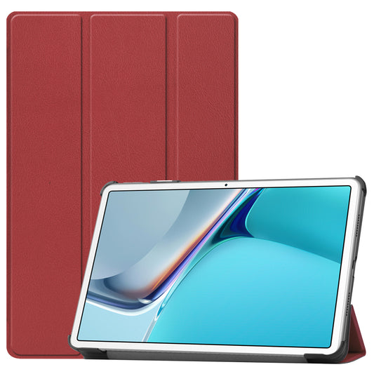 For Huawei MatePad 11 (2021) Protective Case Shockproof PU Leather Tablet Shell Three-fold Stand Cover Support Auto Wake/Sleep