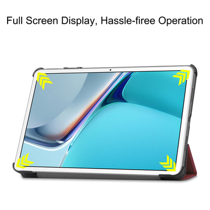 For Huawei MatePad 11 (2021) Protective Case Shockproof PU Leather Tablet Shell Three-fold Stand Cover Support Auto Wake/Sleep