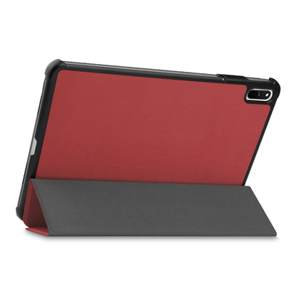 For Huawei MatePad 11 (2021) Protective Case Shockproof PU Leather Tablet Shell Three-fold Stand Cover Support Auto Wake/Sleep