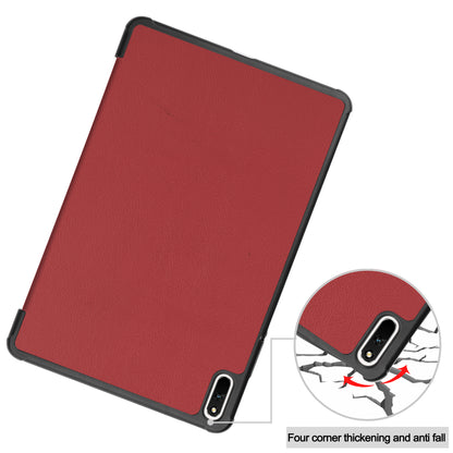 For Huawei MatePad 11 (2021) Protective Case Shockproof PU Leather Tablet Shell Three-fold Stand Cover Support Auto Wake/Sleep