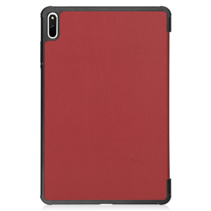 For Huawei MatePad 11 (2021) Protective Case Shockproof PU Leather Tablet Shell Three-fold Stand Cover Support Auto Wake/Sleep