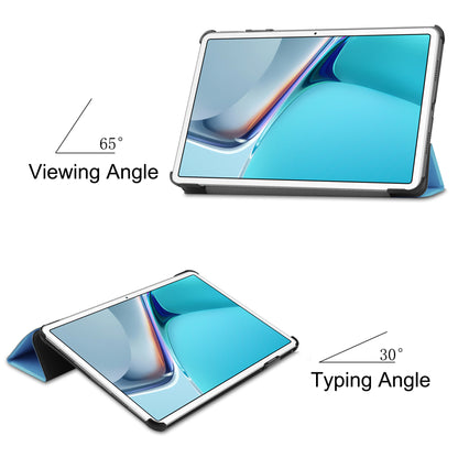 For Huawei MatePad 11 (2021) Protective Case Shockproof PU Leather Tablet Shell Three-fold Stand Cover Support Auto Wake/Sleep