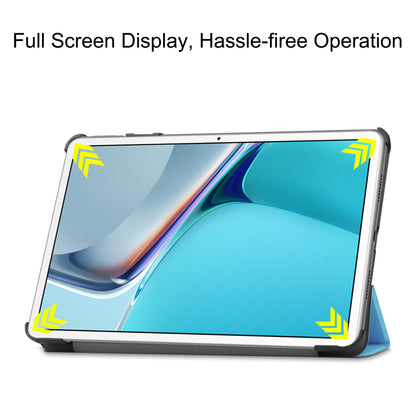 For Huawei MatePad 11 (2021) Protective Case Shockproof PU Leather Tablet Shell Three-fold Stand Cover Support Auto Wake/Sleep