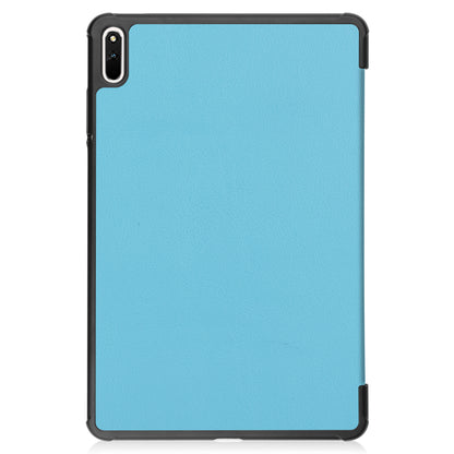 For Huawei MatePad 11 (2021) Protective Case Shockproof PU Leather Tablet Shell Three-fold Stand Cover Support Auto Wake/Sleep