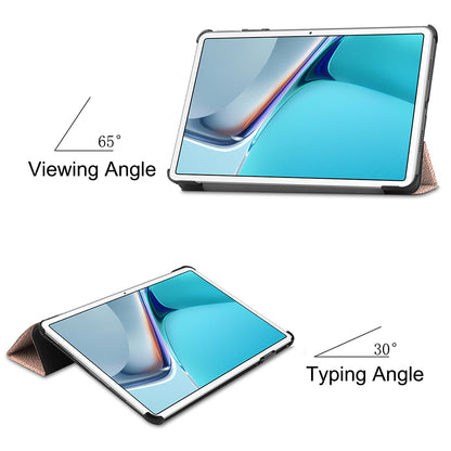 For Huawei MatePad 11 (2021) Protective Case Shockproof PU Leather Tablet Shell Three-fold Stand Cover Support Auto Wake/Sleep