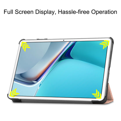 For Huawei MatePad 11 (2021) Protective Case Shockproof PU Leather Tablet Shell Three-fold Stand Cover Support Auto Wake/Sleep