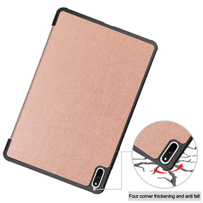 For Huawei MatePad 11 (2021) Protective Case Shockproof PU Leather Tablet Shell Three-fold Stand Cover Support Auto Wake/Sleep