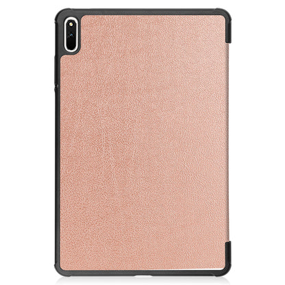 For Huawei MatePad 11 (2021) Protective Case Shockproof PU Leather Tablet Shell Three-fold Stand Cover Support Auto Wake/Sleep