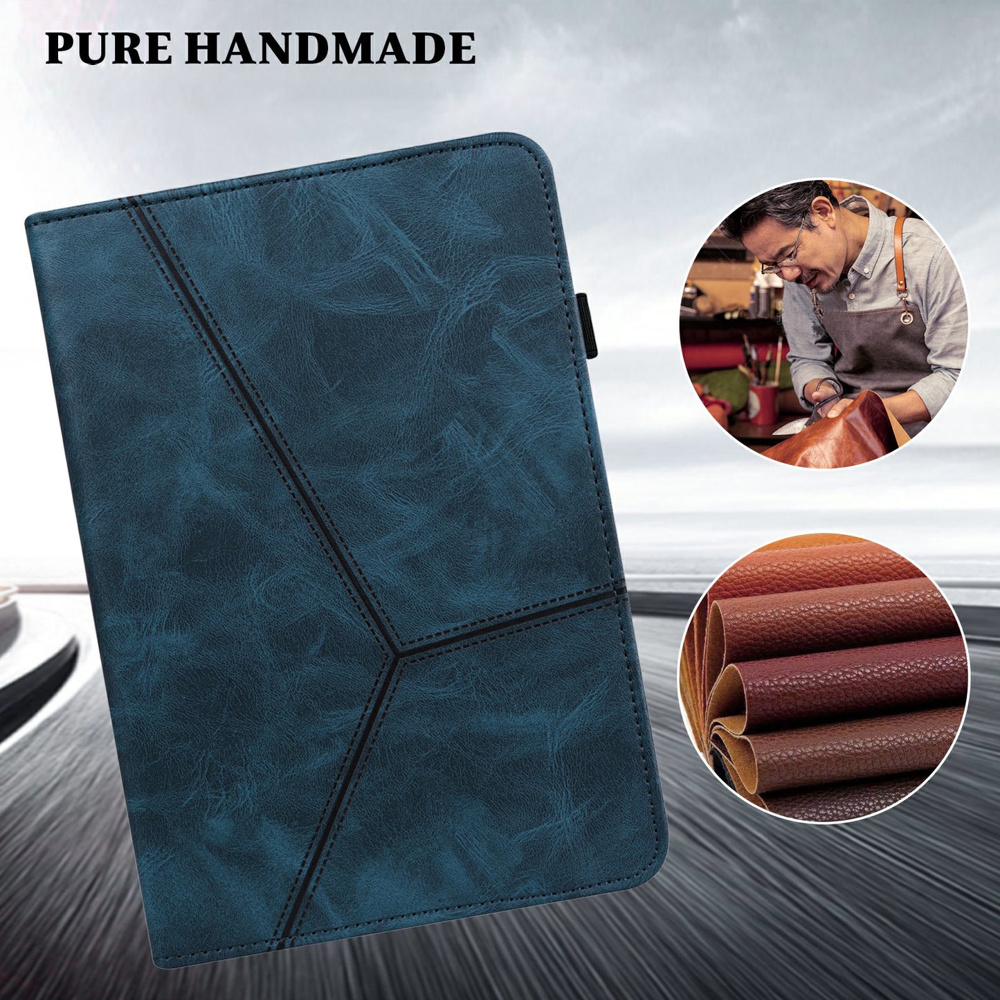Stitching Line Design Leather Tablet Stand Cover with Card Holder for Huawei MediaPad T5 10.1