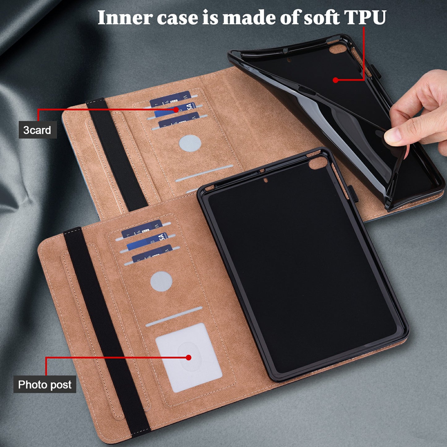 Stitching Line Design Leather Tablet Stand Cover with Card Holder for Huawei MediaPad T5 10.1
