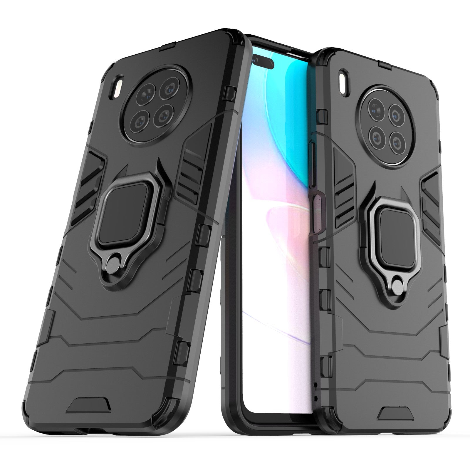 Ring Kickstand Hard PC Soft TPU Shockproof Protective Case for Huawei nova 8i (Global Version)/Honor 50 Lite