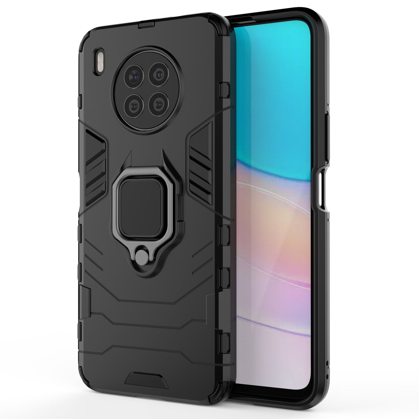 Ring Kickstand Hard PC Soft TPU Shockproof Protective Case for Huawei nova 8i (Global Version)/Honor 50 Lite
