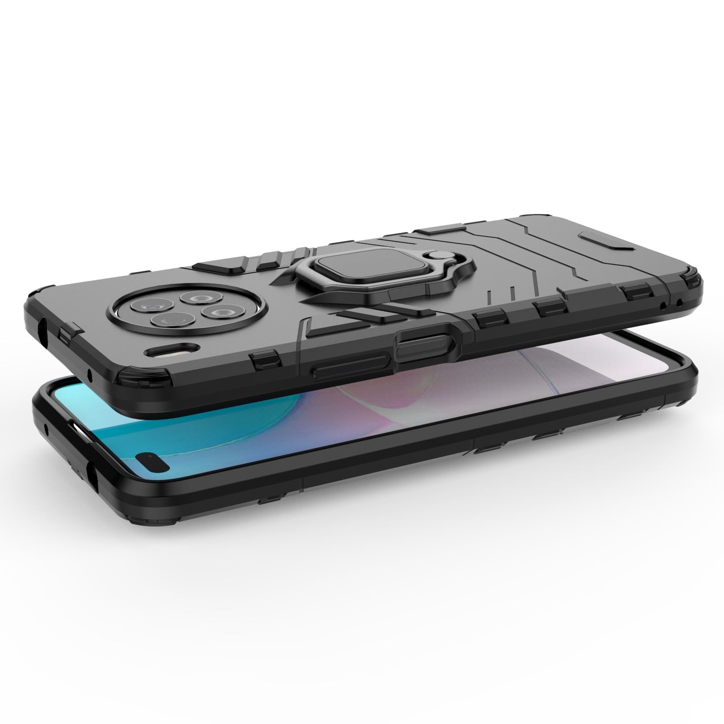 Ring Kickstand Hard PC Soft TPU Shockproof Protective Case for Huawei nova 8i (Global Version)/Honor 50 Lite