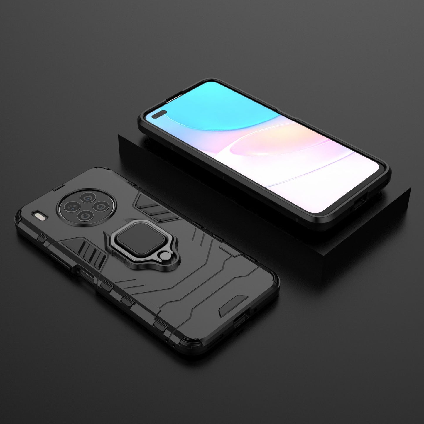 Ring Kickstand Hard PC Soft TPU Shockproof Protective Case for Huawei nova 8i (Global Version)/Honor 50 Lite